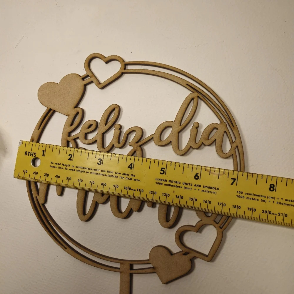 Feliz Dia Mama Cake Topper - Wooden Happy Mother's Day Cake Topper.
